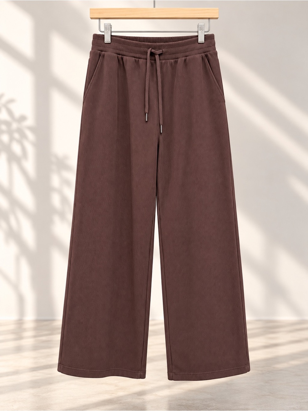All in Motion Brown Ribbed Wide Leg Pants M/L